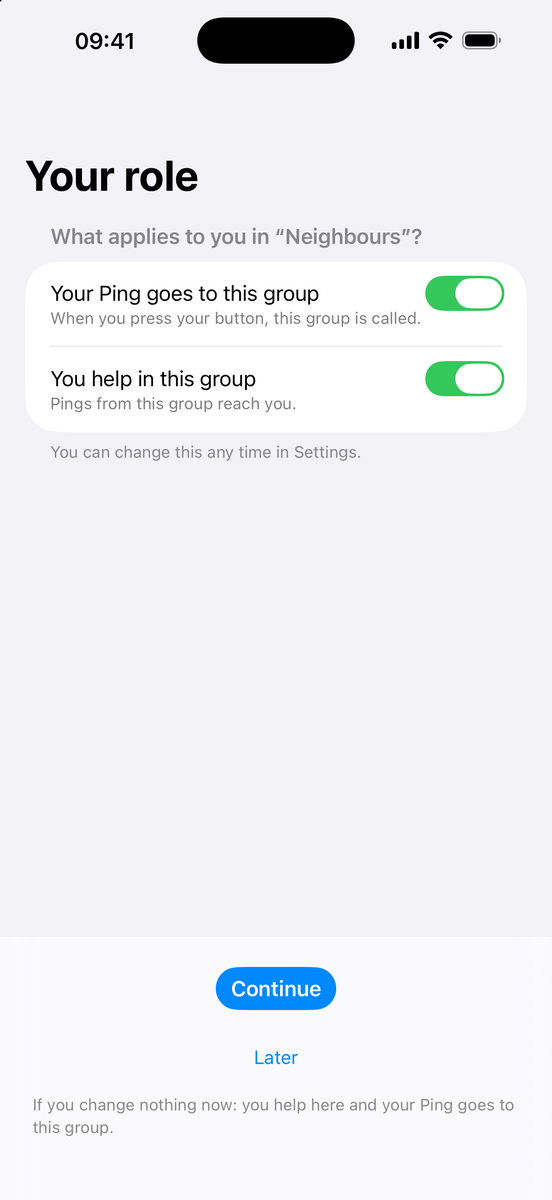 Role picker: Your Ping goes to this group and You help in this group