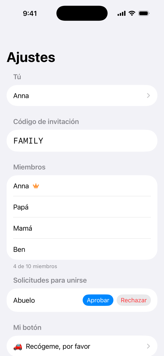 Ajustes: miembros y aprobación de solicitudes